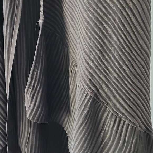 Planet by Lauren G Brown Ribbed Linen Lagenlook Waterfall Sleeveless Cardigan OS - Picture 4 of 10